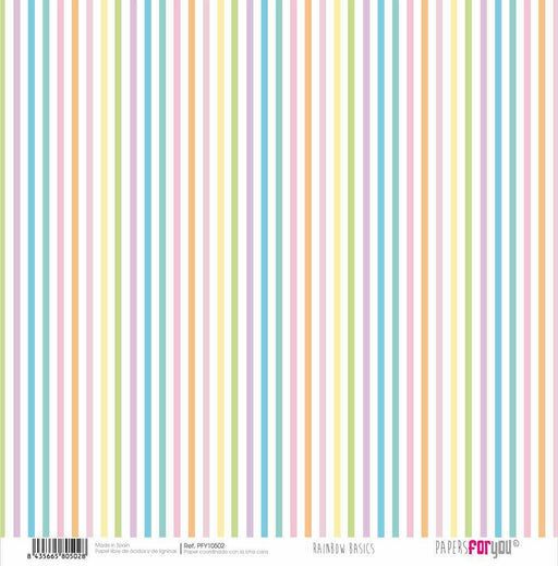 Papersforyou papel entelado scrap 30x30 PFY10551 Rainbow Basics rayas PAPERS FOR YOU CENTROARTESANO