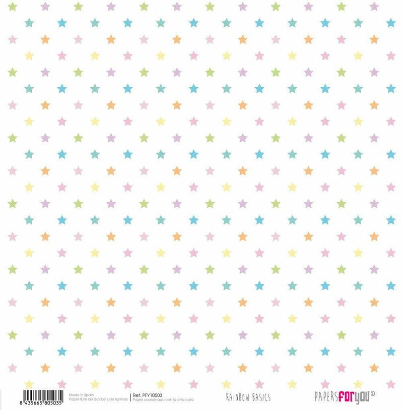 Papersforyou papel entelado scrap 30x30 PFY10552 Rainbow Basics estrellas PAPERS FOR YOU CENTROARTESANO