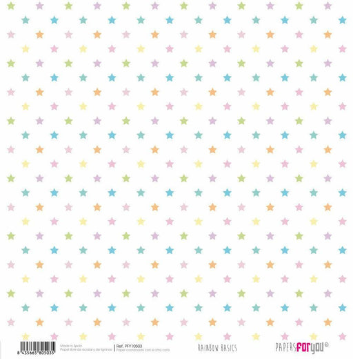 Papersforyou papel entelado scrap 30x30 PFY10552 Rainbow Basics estrellas PAPERS FOR YOU CENTROARTESANO