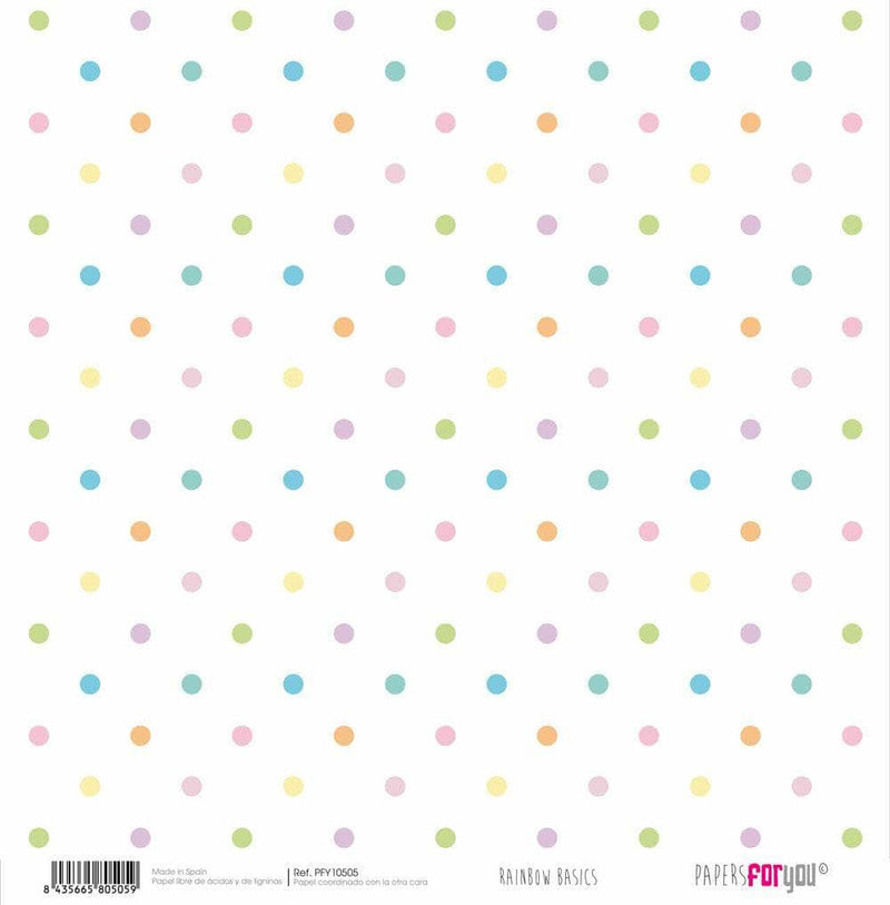 Papersforyou papel entelado scrap 30x30 PFY10556 Rainbow Basics circulos PAPERS FOR YOU CENTROARTESANO