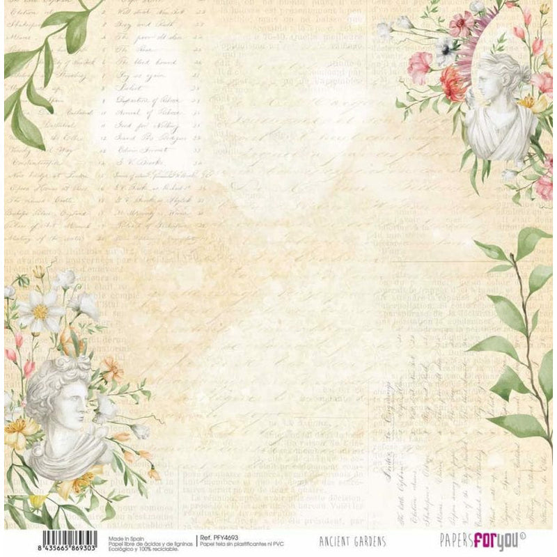 Papersforyou papel entelado scrap 30x30 PFY4693 Ancient Gardens PAPERS FOR YOU CENTROARTESANO