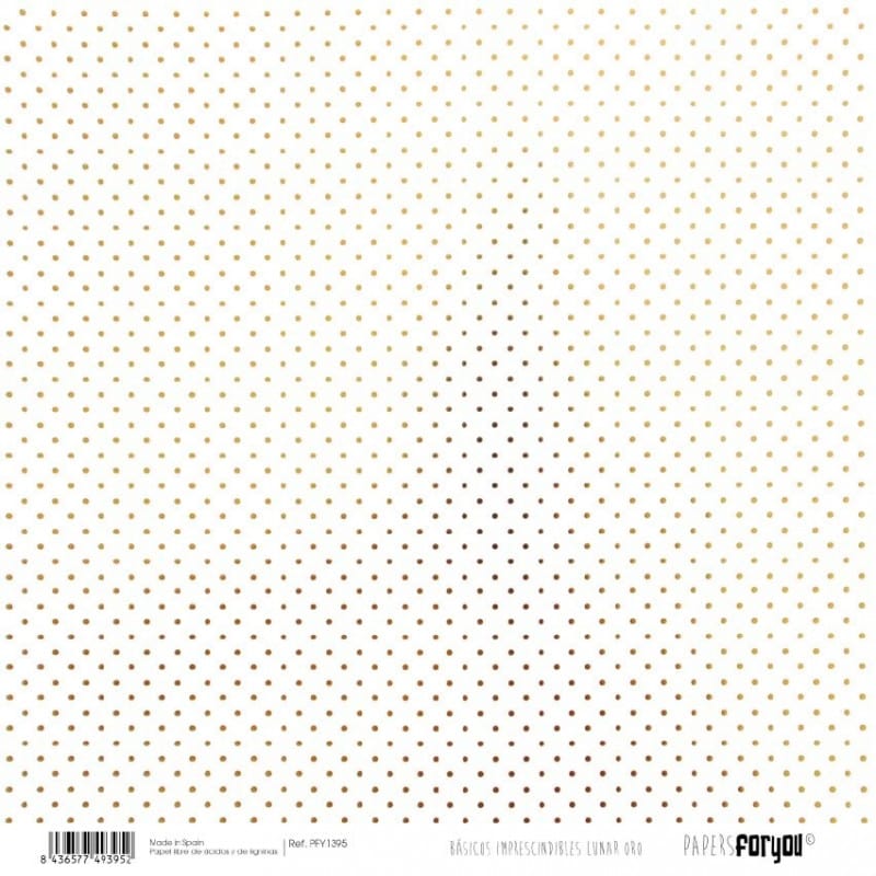 Papersforyou papel scrap basico metalico PFY1395 dorado mini lunares PAPERS FOR YOU CENTROARTESANO