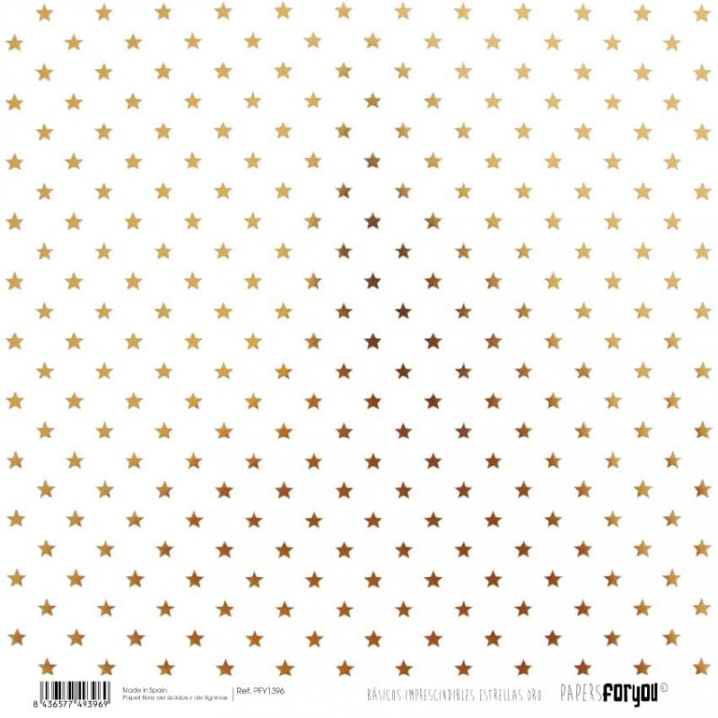Papersforyou papel scrap basico metalico PFY1396 dorado ESTRELLAS PAPERS FOR YOU CENTROARTESANO
