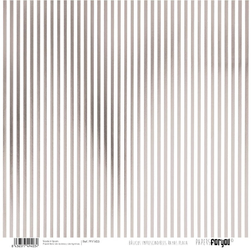 Papersforyou papel scrap basico metalico PFY1403 plata RAYAS PAPERS FOR YOU CENTROARTESANO