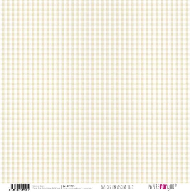 Papersforyou papel scrap basico PFY-046 beige lunares /vichy PAPERS FOR YOU CENTROARTESANO