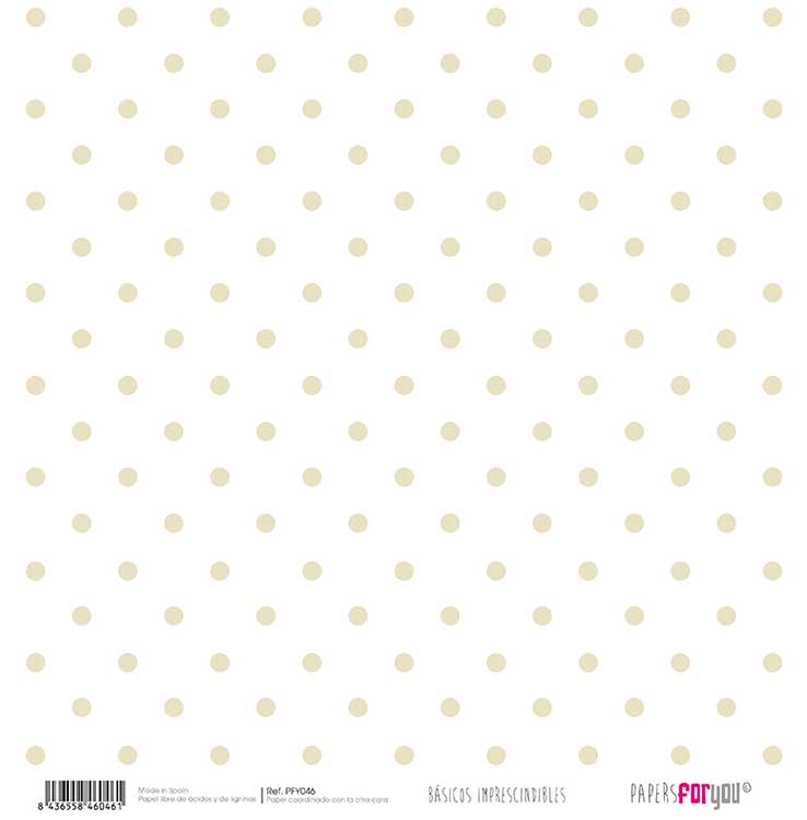 Papersforyou papel scrap basico PFY-046 beige lunares /vichy PAPERS FOR YOU CENTROARTESANO