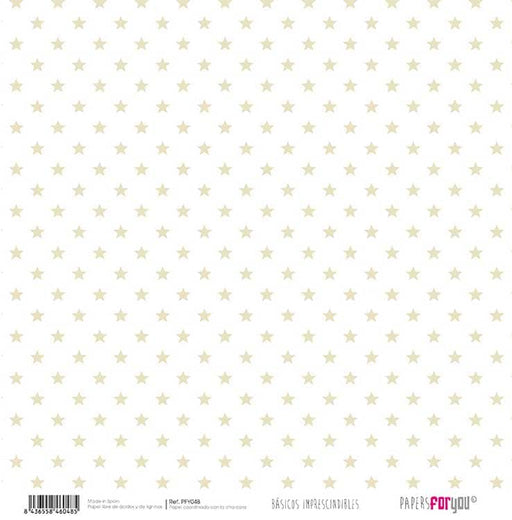 Papersforyou papel scrap basico PFY-048 beige estrellas /zig zag PAPERS FOR YOU CENTROARTESANO