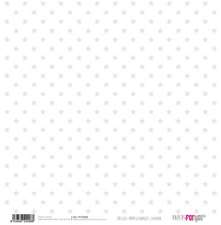 Papersforyou papel scrap basico PFY2208 Lavanda estrellas / zigzag PAPERS FOR YOU CENTROARTESANO