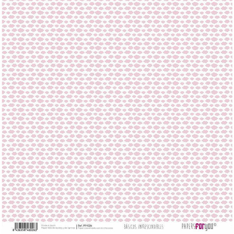 Papersforyou papel scrap  mini blanco/rosa bebe nubes  PFY-026 PAPERS FOR YOU CENTROARTESANO