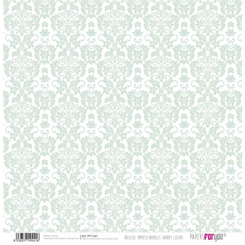 Papersforyou papel scrap PFY1441 verde menta arabesco /rayas PAPERS FOR YOU CENTROARTESANO