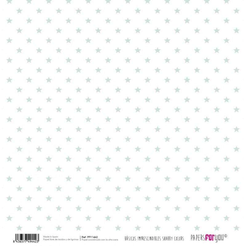 Papersforyou papel scrap PFY1442 verde menta vichy /estrellas PAPERS FOR YOU CENTROARTESANO