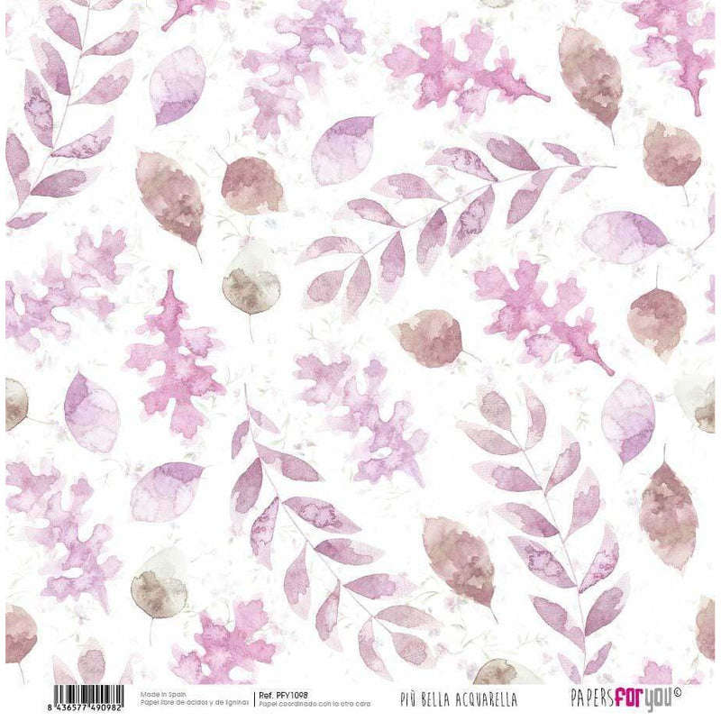 Papersforyou papel scrap  piu bella acquarella PFY1098 PEPERS FOR YOU CENTROARTESANO