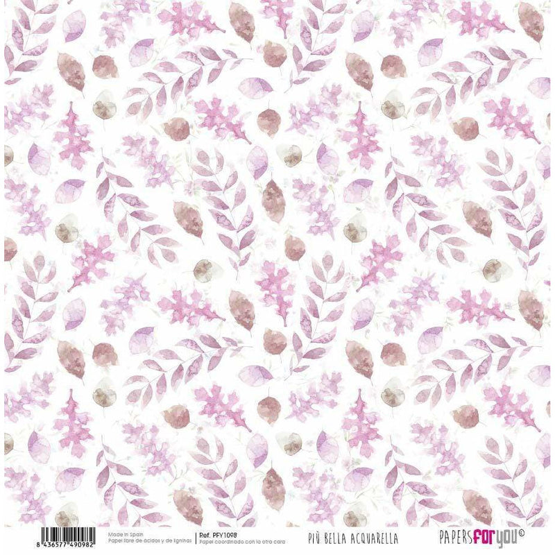 Papersforyou papel scrap  piu bella acquarella PFY1098 PEPERS FOR YOU CENTROARTESANO