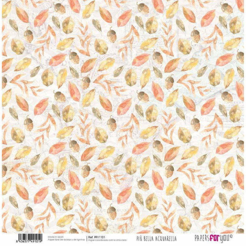 Papersforyou papel scrap  piu bella acquarella PFY1101 PEPERS FOR YOU CENTROARTESANO