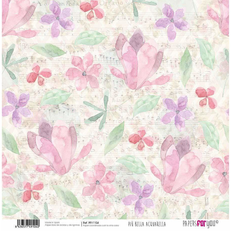 Papersforyou papel scrap  piu bella acquarella PFY1104 PEPERS FOR YOU CENTROARTESANO