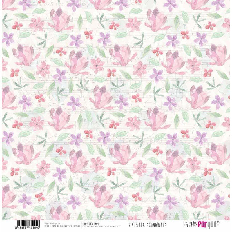 Papersforyou papel scrap  piu bella acquarella PFY1104 PEPERS FOR YOU CENTROARTESANO