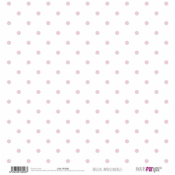 Papersforyou papel scrap  vichy/rosa bebe lunares  PFY-028 PAPERS FOR YOU CENTROARTESANO
