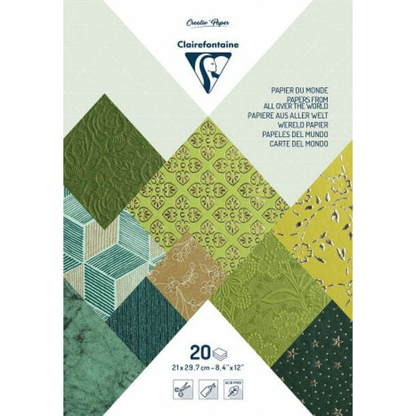 Block papeles del mundo A4 verdes 95094C PAPERTOUCH CENTROARTESANO