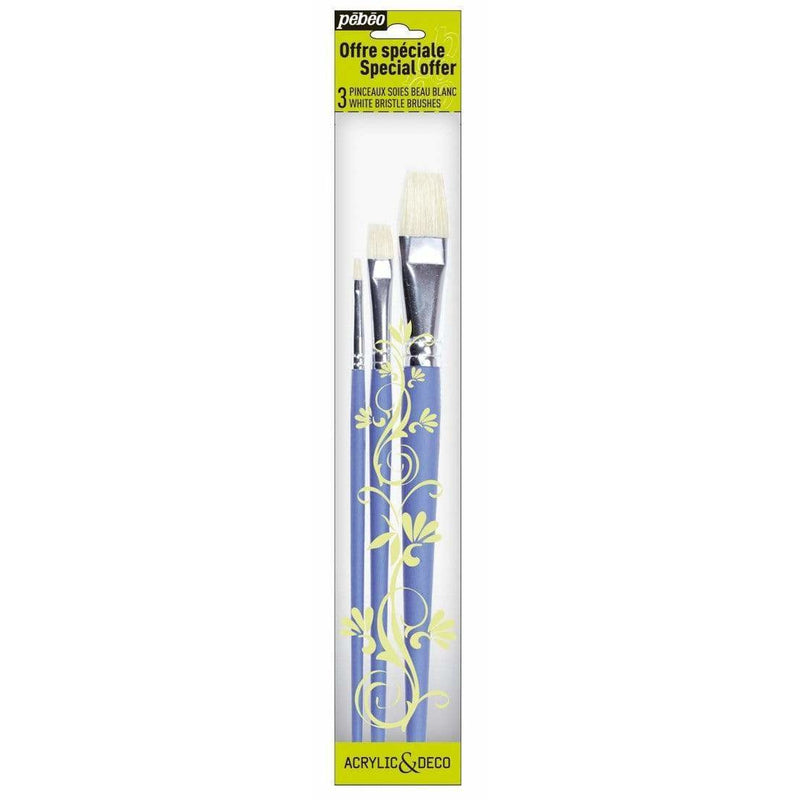 Pebeo Pincel plano Cerda 3ud  4,10,18 pebeo CENTROARTESANO