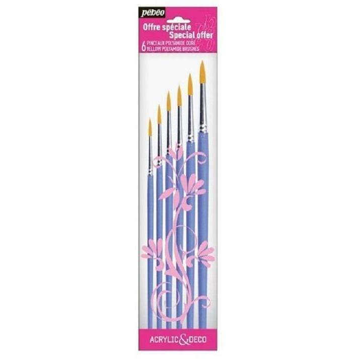 Pebeo pinceles set 6 redondos acrilico P951150 PEBEO CENTROARTESANO