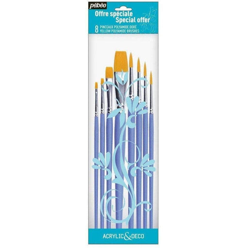 Pebeo pinceles set 8 planos-redondo poliamida dorado 951160 PEBEO CENTROARTESANO