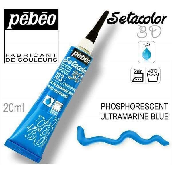 Setacolor 3D fosforescente 20ml 103 azul ultramar PEBEO CENTROARTESANO