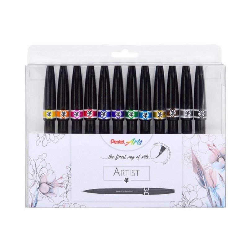 Pentel estuche rotulador fibra punta pincel extra fino 12ud SESF30C12 PENTEL CENTROARTESANO