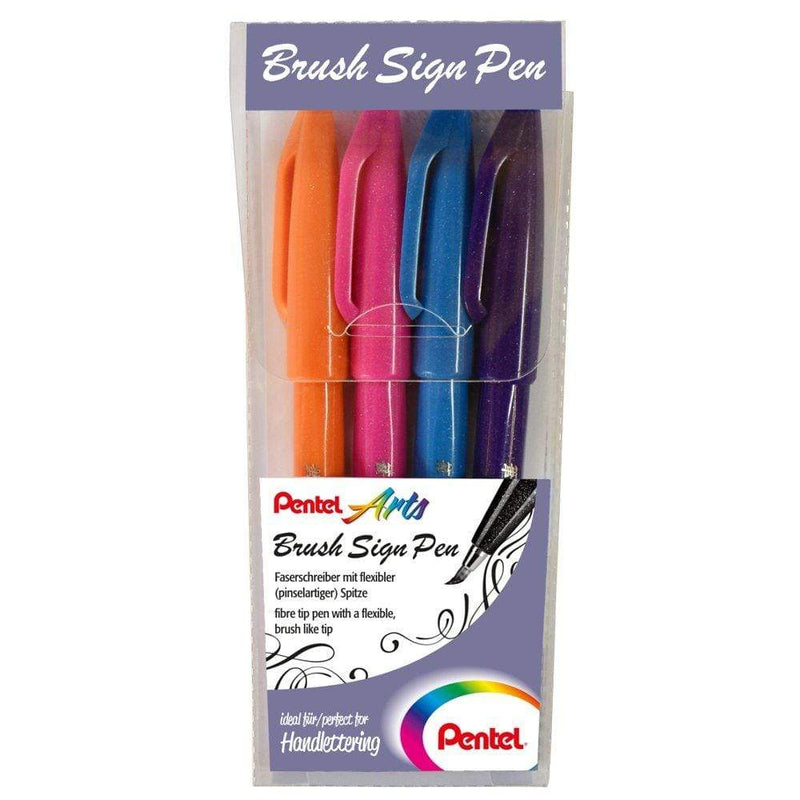 Pentel Rotulador handlettering punta pincel set 4 colores SES154 PENTEL CENTROARTESANO