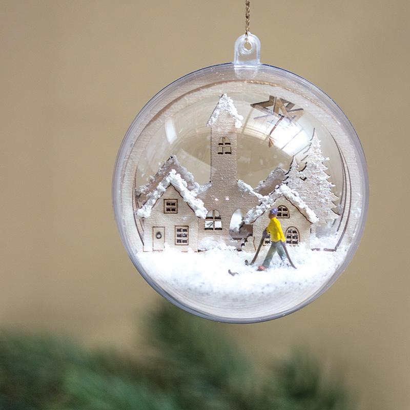 Adornos de madera 3D para bolas de metacrilato de 8cm "pueblo" 62884505 RAYHER CENTROARTESANO