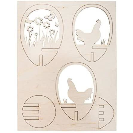 Adornos de madera 3D para huevos de metacrilato de 10cm Amigos de Pascua RAYHER CENTROARTESANO