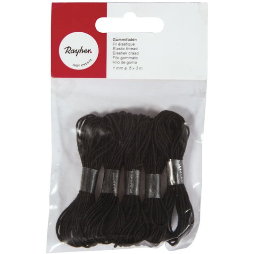 Cordon goma para bisuteria negro  (3m x 1mm)x 5 unidades Rayher RAYHER CENTROARTESANO