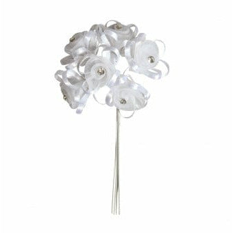Flor con cinta decorativa blanca 54037104 RAYHER CENTROARTESANO