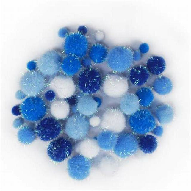 Pompones azules y blancos con brillo 76529000 RAYHER CENTROARTESANO