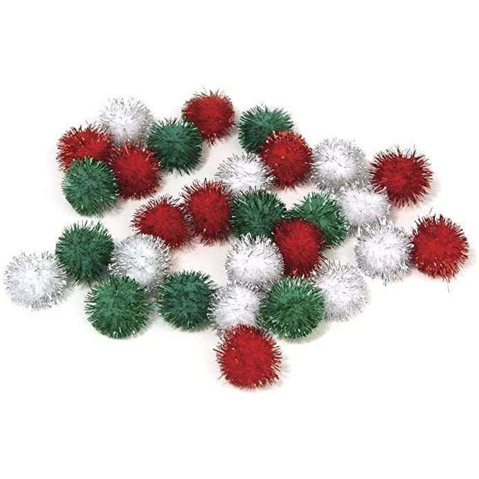 Pompones de colores navideños y brillos 75u  7653849 RAYHER CENTROARTESANO