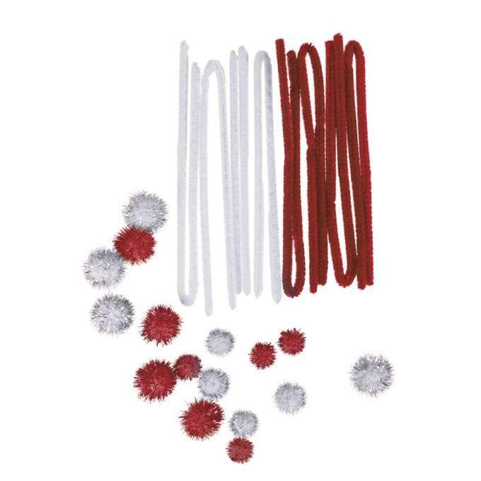 Pompones y limpiapipas navideños Rojos y blancos RAYHER CENTROARTESANO