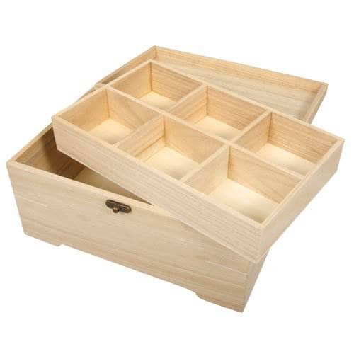 Rayher caja de madera 2 pisos 6 compartimentos 28x18x13.5cm RAYHER CENTROARTESANO
