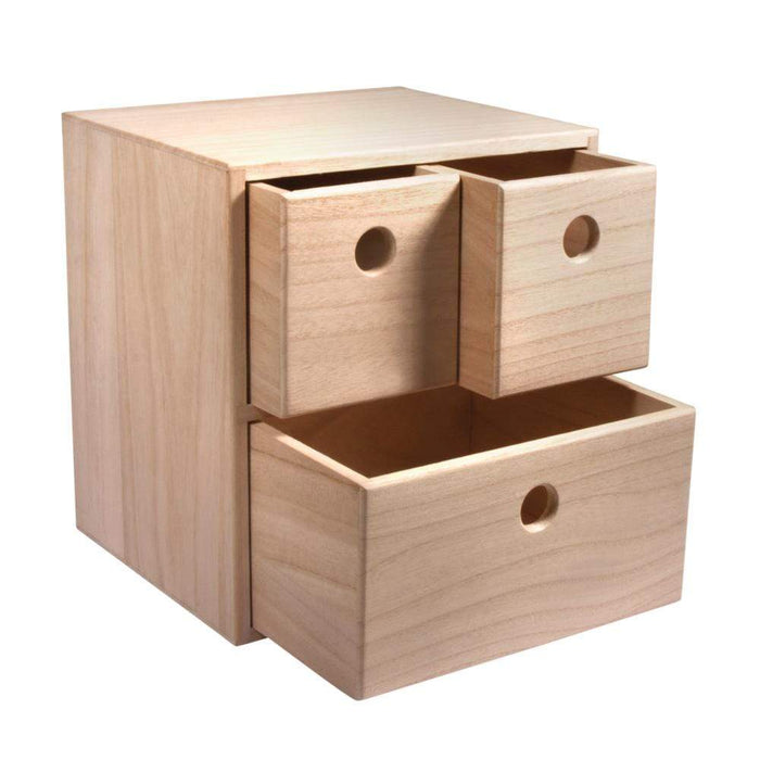 Boîte en bois Rayher 3 tiroirs 21x18x23cm 62908505