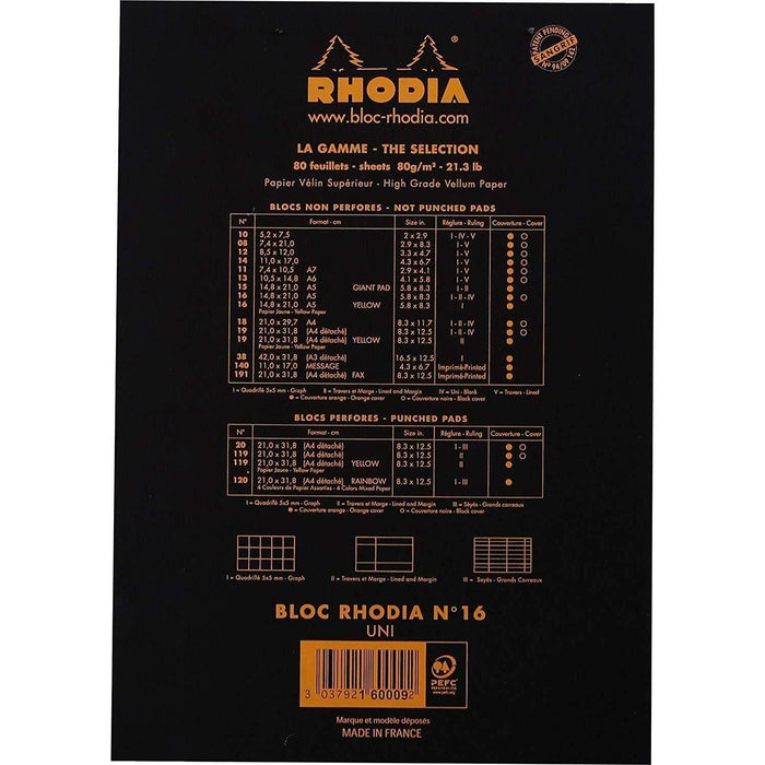 "Block Rhodia ""negro"" 80g 80h 14x21 160009C" RHODIA Oferta CENTROARTESANO