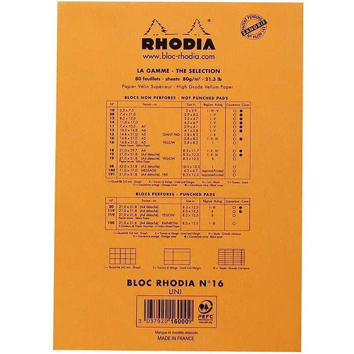 "Block Rhodia ""orange"" 80g 80h 14.8x21 16000C" RHODIA Oferta CENTROARTESANO