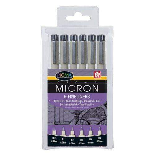 Sakura Pigma Micron black 6 fineliners POXSDK6