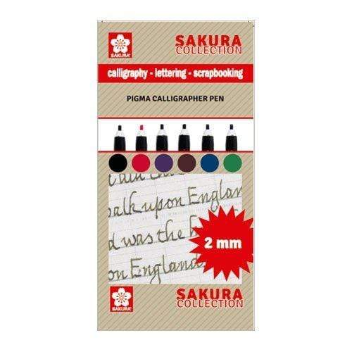 Sakura rotulador caligrafia tinta pigma 6 colores 2mm PO06005