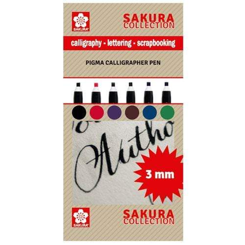 Sakura rotulador caligrafia tinta pigma 6 colores 2mm PO06006