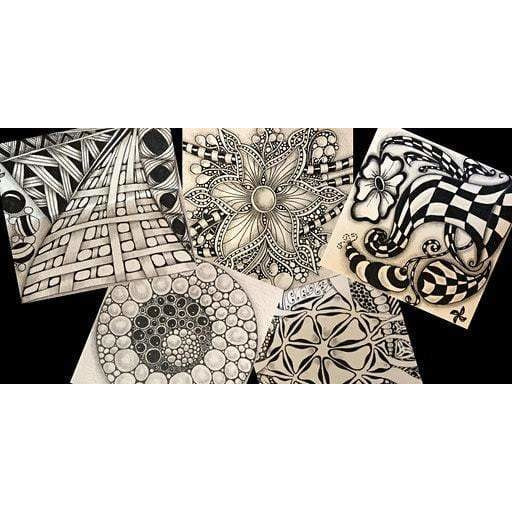 Zentangle tiles negro SAKURA CENTROARTESANO