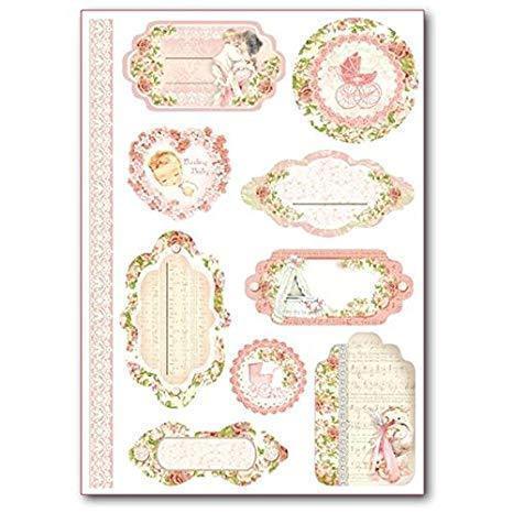 stamperia etiquetas adhesivas sweet baby rosa STAMPERIA CENTROARTESANO