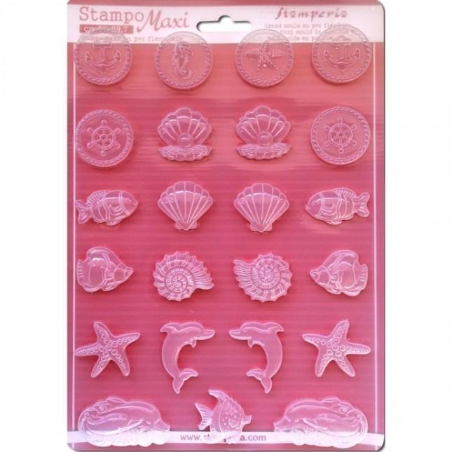 Stamperia maxi moldes pvc flexible 21x29.7 k3pta443 sea land STAMPERIA CENTROARTESANO