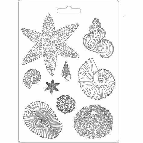 Stamperia maxi moldes pvc flexible 21x29.7 K3PTA478 conchas STAMPERIA CENTROARTESANO