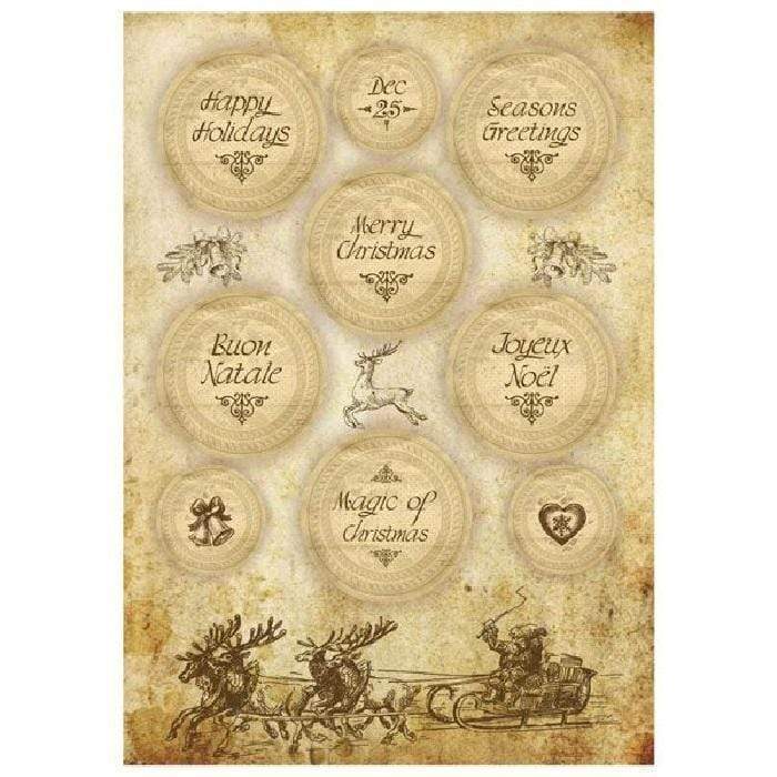 Stamperia papel arroz A4 DFSA4202 Christmas writings STAMPERIA CENTROARTESANO