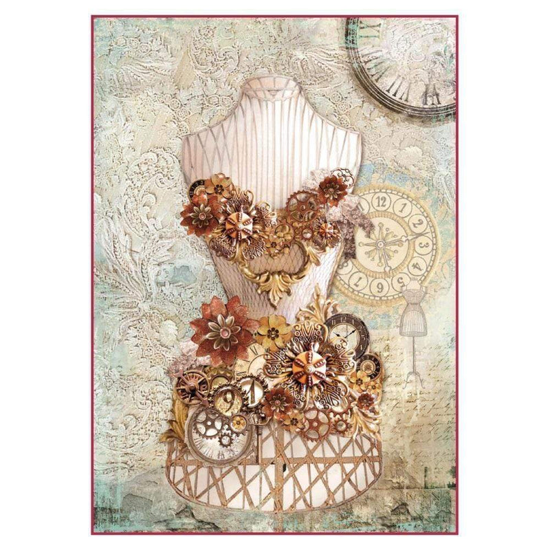 Stamperia papel arroz A4 DFSA4286 clockwise mannequin STAMPERIA CENTROARTESANO