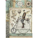 Stamperia papel arroz A4 DFSA4371 vollages fantastiques retro bicycle STAMPERIA CENTROARTESANO