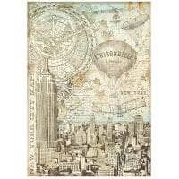 Stamperia papel arroz A4 DFSA4700 Sir Vagabond Aviator New York City map STAMPERIA CENTROARTESANO